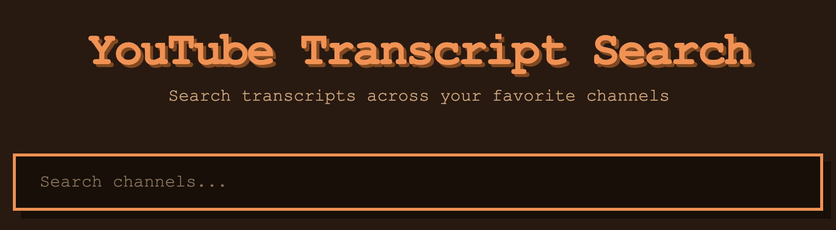 YouTube Transcript Search interface